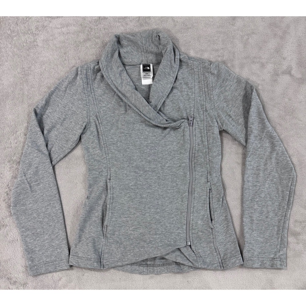 The North Face Womens Agave Grey Asymmetric Side Zip Moto Jacket XS Heathered